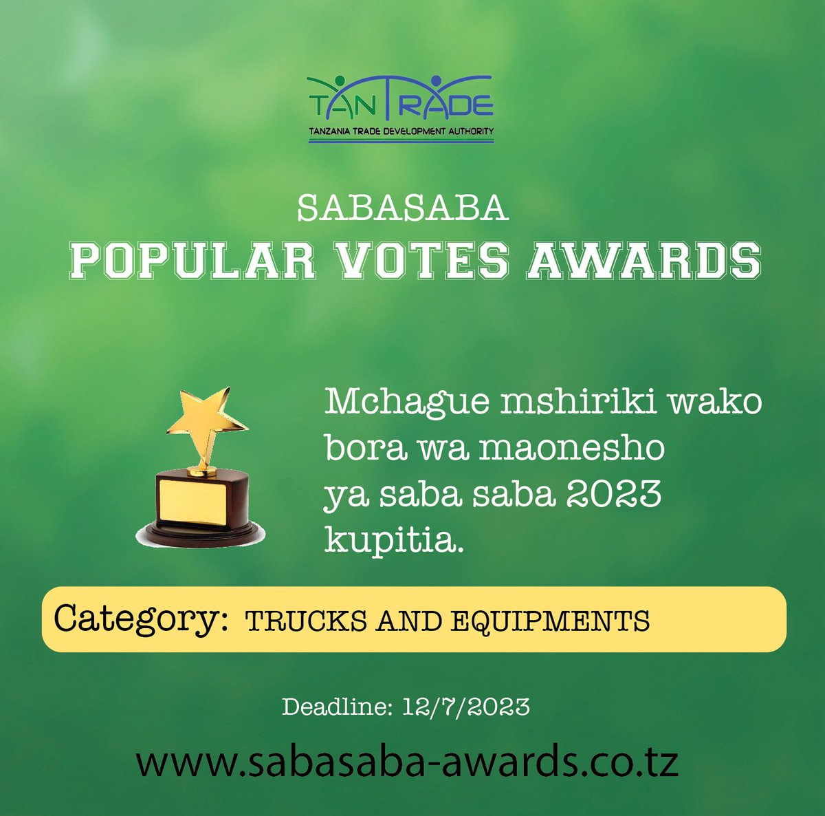 GF_Trucks's tweet photo. TUPIGIE KURA GF TRUCKS &amp; EQUIPMENT KAMA MSHIRIKI BORA WA MAONESHO YA SABASABA 2023.
Ingia kwenye hii link kisha nenda kwenye GF TRUCKS &amp; EQUIPMENT andika jina na email yako kisha Vote.
https://t.co/4svE8TzMiD
Asante kwa Kuichagua GF TRUCKS &amp; EQUIPMENT.

#REPOST 🙏 https://t.co/dMvQUBkv4Q