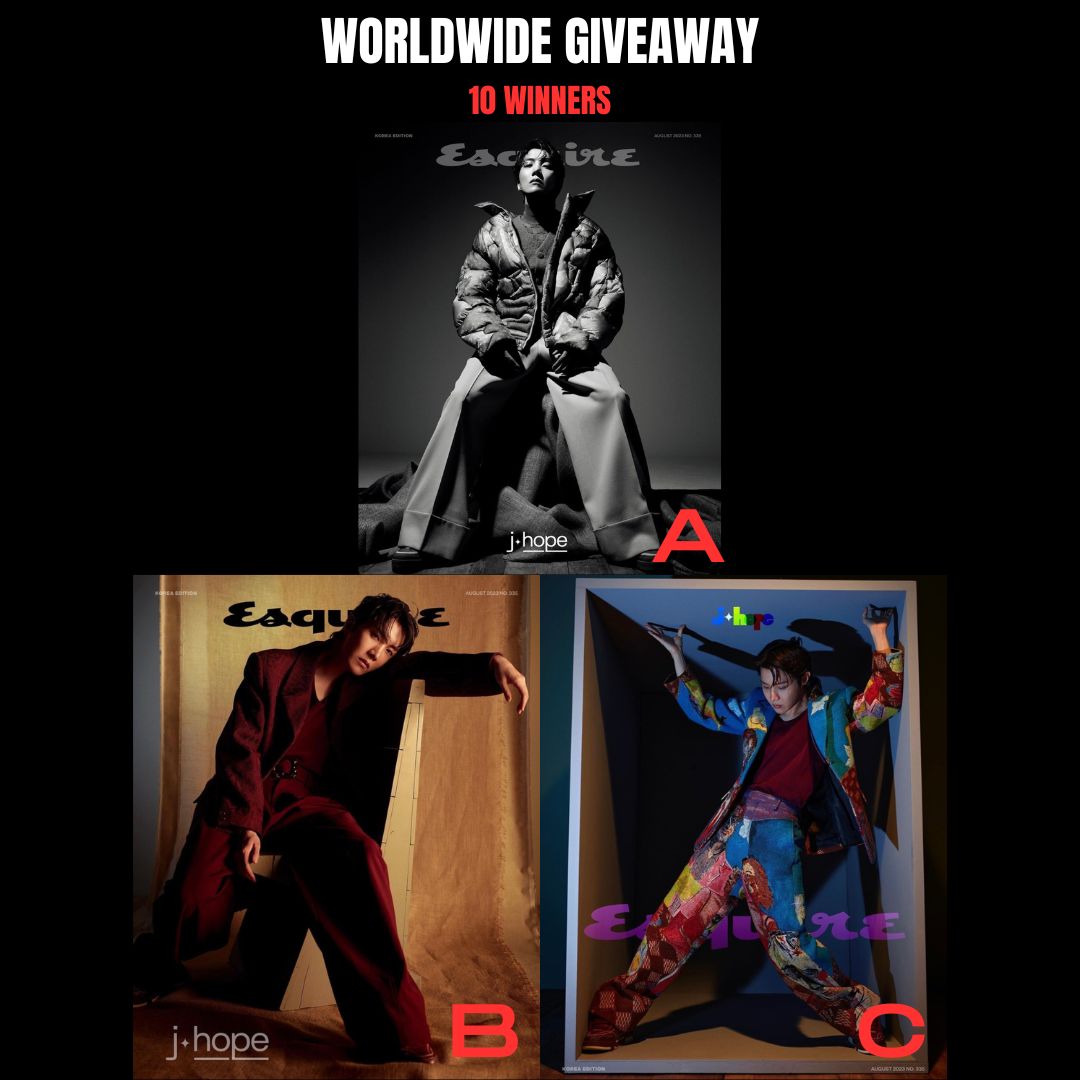 cokodive's tweet photo. J-HOPE X ESQUIRE Giveaway🎁
-Like this post &amp; Follow @cokodive
- RT 
- Comment the version you want :) A B or C

You can Pre-Order the magazine at COKODIVE! Good luck! https://t.co/DLIQXQaHv2