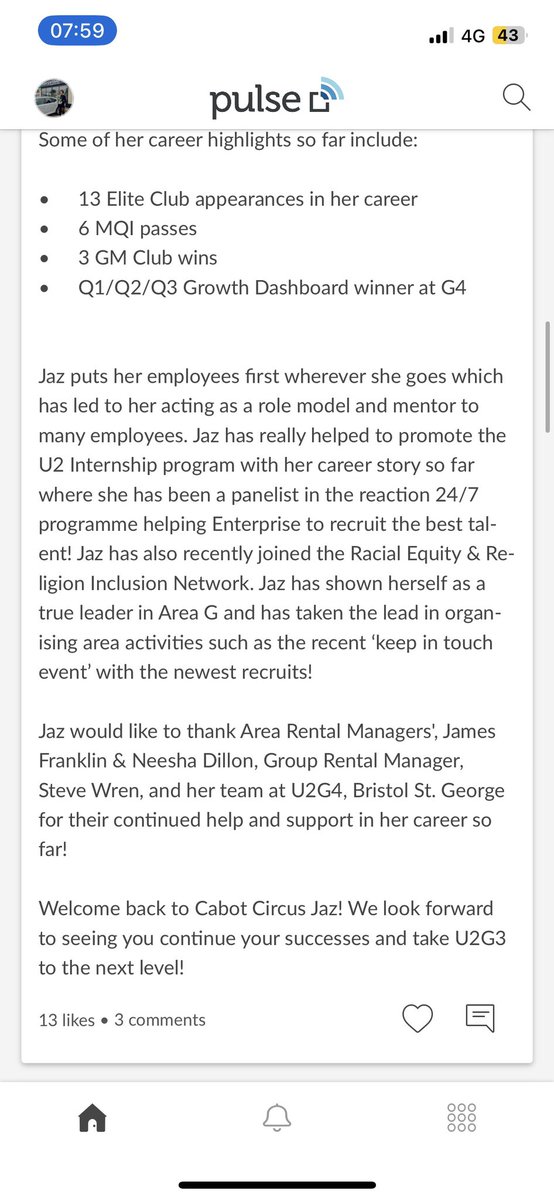 So excited to announce my promotion to Branch Manager of U2G3 Bristol Cabot Circus! Ready for a BIG summer with this incredible team ✨