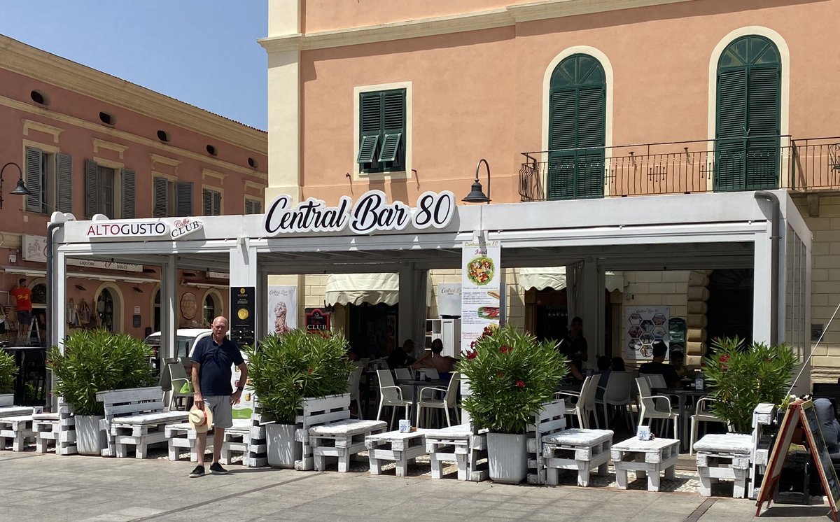 Splott_Art's tweet photo. Delighted to receive a warm Italian welcome at Central Bar Sardinia. Some 33 years after my same trip in Italia ‘90. Saw Mark Wright’s winner for England vs Egypt. https://t.co/W6ieoqDMQf