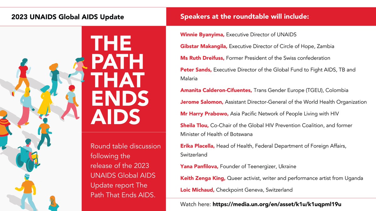 UNAIDS's tweet photo. Mark your calendars for the 2023 UNAIDS Global AIDS Update!
Discover 'The Path That Ends AIDS' and join the round table discussion following the report release. #AIDSUpdate2023
🗓️ July 13th
⏰ 15:30–17:00 CET
Watch the event live : https://t.co/aZ1T2ErPnO https://t.co/ElAt59JtU4