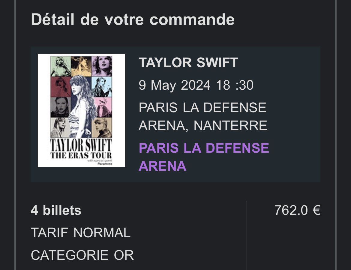 NKY5788's tweet photo. #ticketmaster #TaylorSwiftErasTour #TaylorSwift Tickets réservés après 30min de bugs sur le site https://t.co/ldZvZnF2if