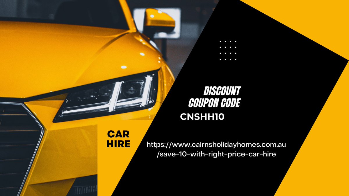 Looking for Car Hire in Cairns?  Save with this coupon code cairnsholidayhomes.com.au/save-10-with-r…
#Cairnscarhire #carhire #holidayrental