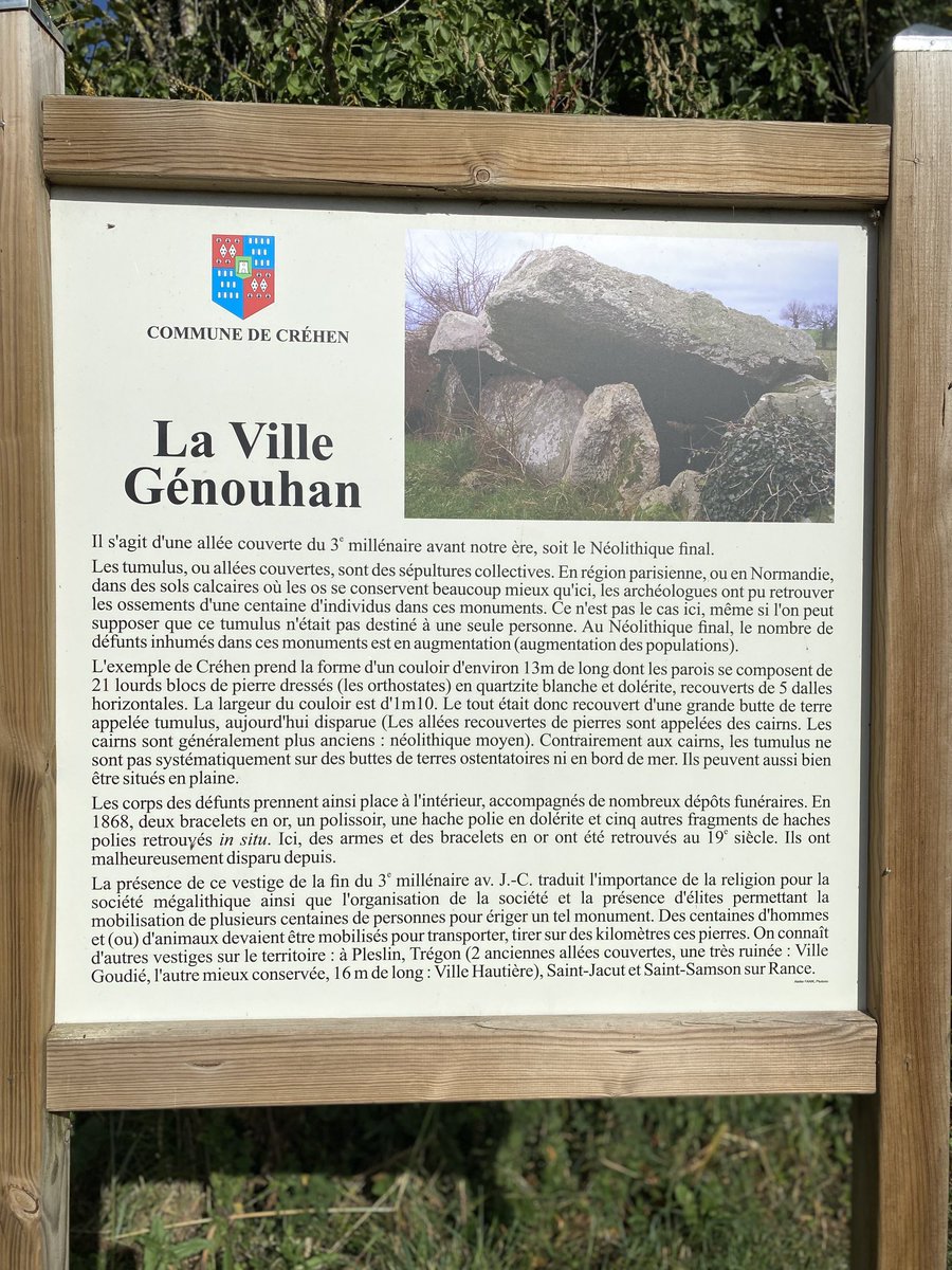 Dominiquepucini's tweet photo. Allee couverte de la Ville Genouha #Crehen #Bretagne ce matin. 
Fin du 3eme millénaire avant J-C #archeologie https://t.co/Xj7gqsCqPu