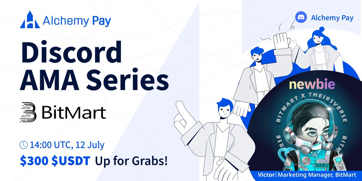 AlchemyPayNews_'s tweet photo. 🔥Thrilled to announce the upcoming #AMA with #BitMart tomorrow at 14:00 PM UTC!

🎉Curious about @BitMartExchange? [Leave your questions below or during the live Q&A]

🔟 lucky winners will be selected and share $300 $USDT!

Finish the Tasks to be qualified👇 @taskonxyz
https://t.co/VEH55RKY8w

Can't wait to chat with all of you! 😊💬
Discord👈 https://t.co/BrCwFvx95n

#AMA #Giveaway #askmeanything