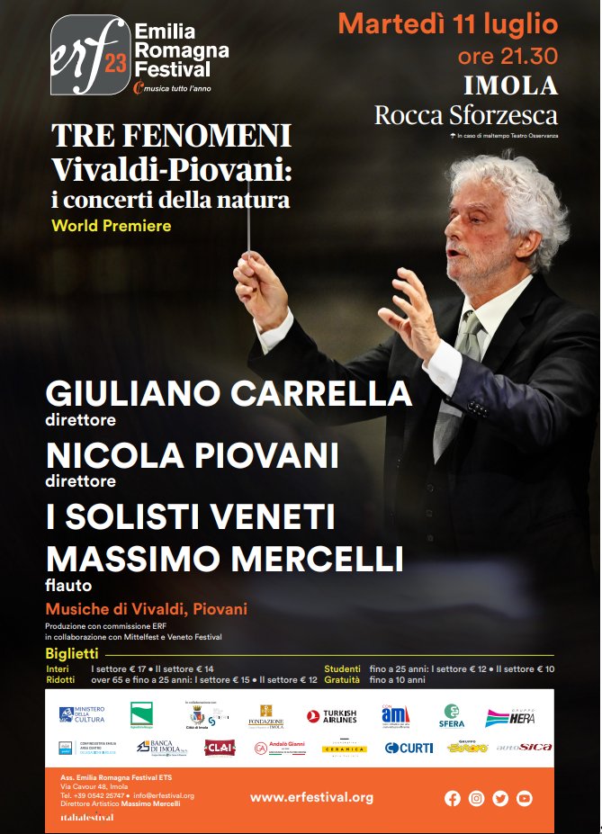 GruppoHera's tweet photo. Il #GruppoHera è sponsor del Concerto di Nicola Piovani @Enneppi "Tre fenomeni Vivaldi-Piovani: i concerti della natura", in anteprima mondiale e nell'ambito dell'@erfestival summer 2023. Oggi alla Rocca Sforzesca di Imola (BO)👇
https://t.co/zfXyxVcBSD https://t.co/BtyNeJD5f8