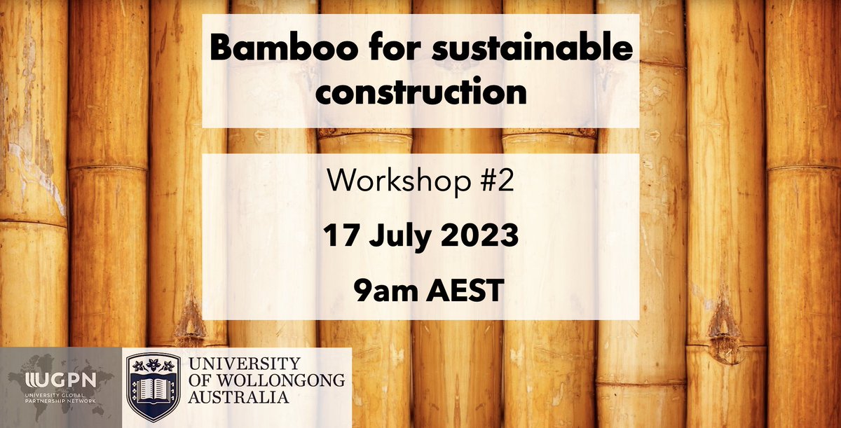 structures2021's tweet image. Our second "Bamboo for sustainable construction" workshop is coming soon!
❗ The event has been moved to 9AM AEST (Sydney time, GMT+10)❗
👉 Register on Eventbrite to join us in person or online: lnkd.in/eG8RZVhr
