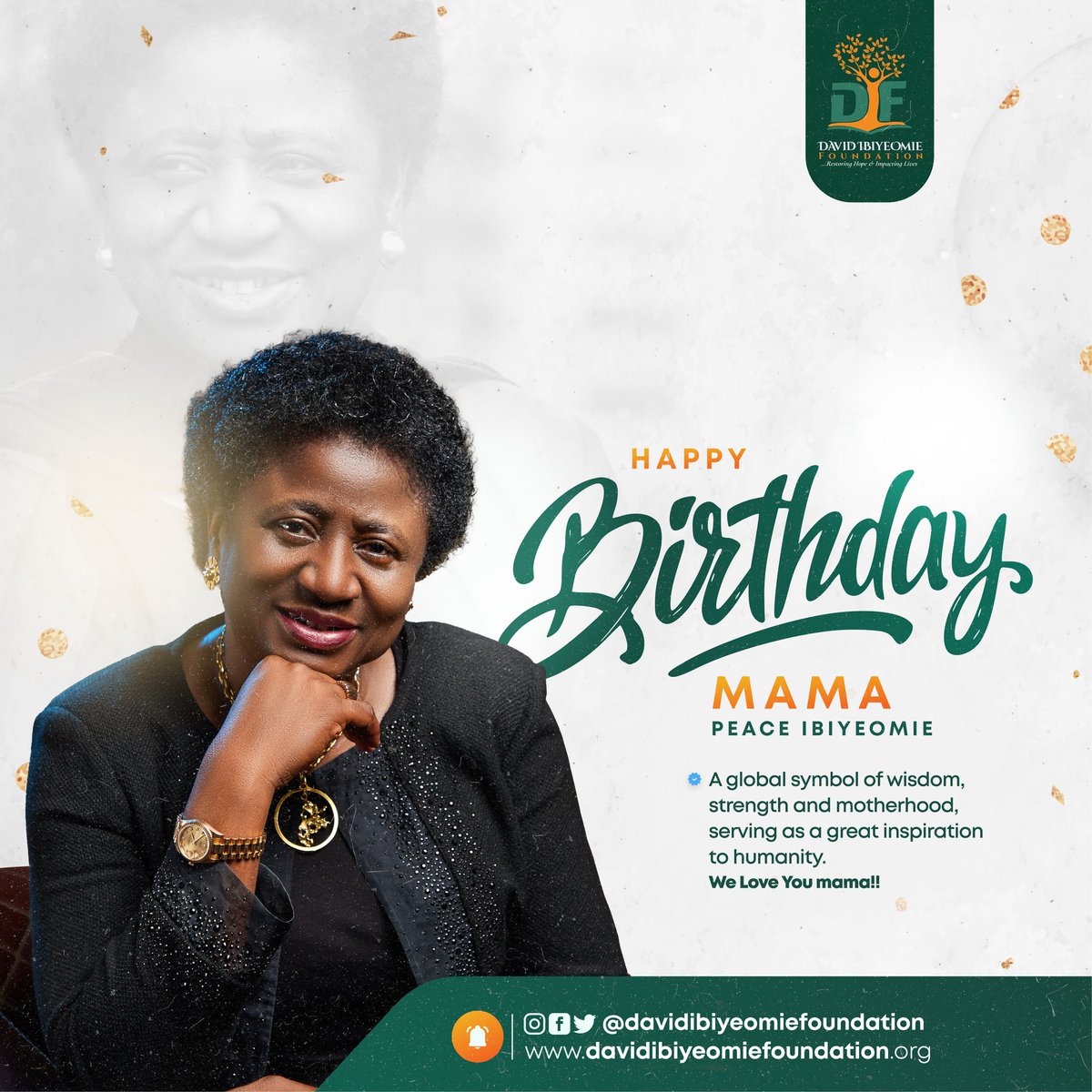 DIF_Foundation's tweet photo. Happy Birthday to a true woman of Virtue! You are a definite manifestation of the Prov 31 woman. 

Humanity has been blessed by your great words of wisdom and love.

We pray that on this great day, the blessings of God overflow in your life. https://t.co/WWmxpWgizI
