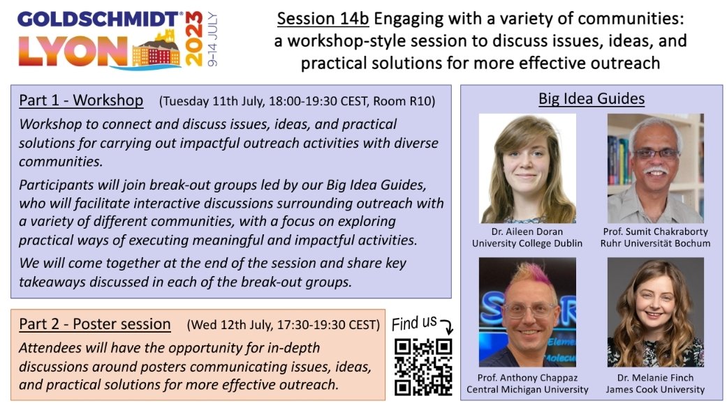 We want to hear from you! Join our <a href="/goldschmidt2023/">Goldschmidt</a> Workshop today to discuss issues, ideas, &amp; solutions for more effective outreach in geoscience (6pm in room R10)!