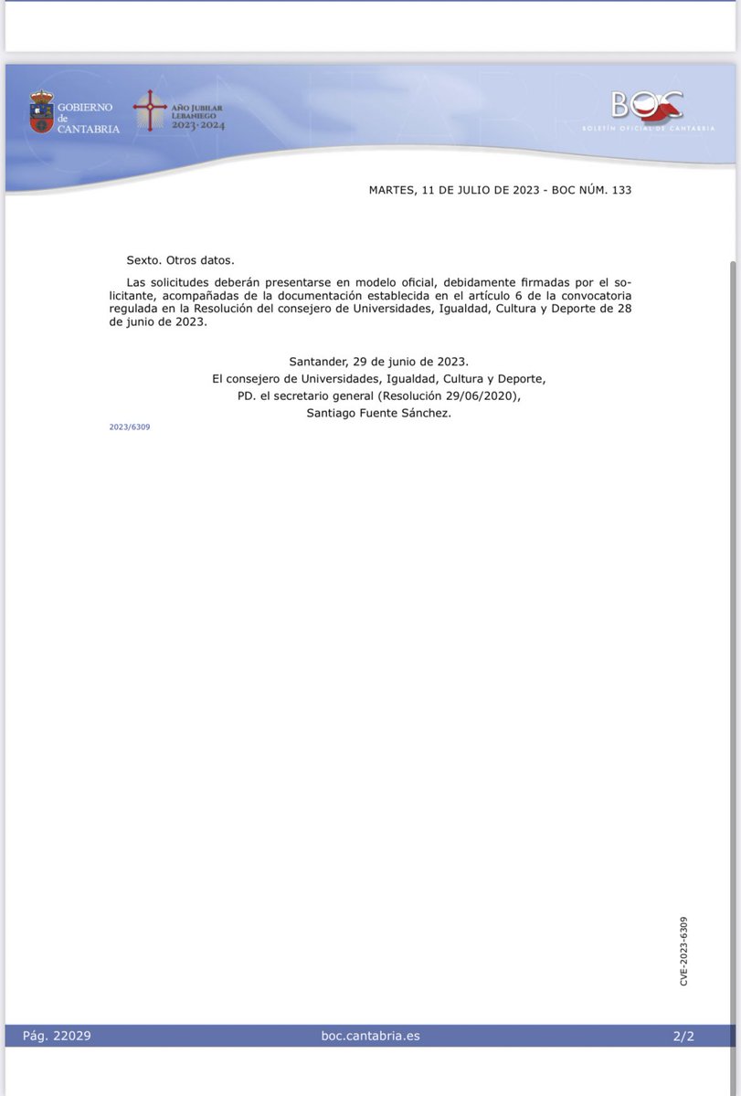 Me comprometí con la mesa de artes plásticas de Cantabria a recuperar el certamen Pancho Cossío y ahí está publicado. Fomentar la cultura y el talento artístico seguirá siendo una prioridad para mí. #EspañaAvanza #Adelante #VotaPSOE
