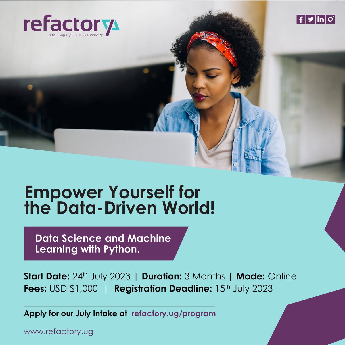refactory_acad's tweet image. Acquire in-demand skills to tackle real-world data challenges with our comprehensive curriculum and expert guidance in Data Science.
Apply for the July Intake at refactory.ug/program