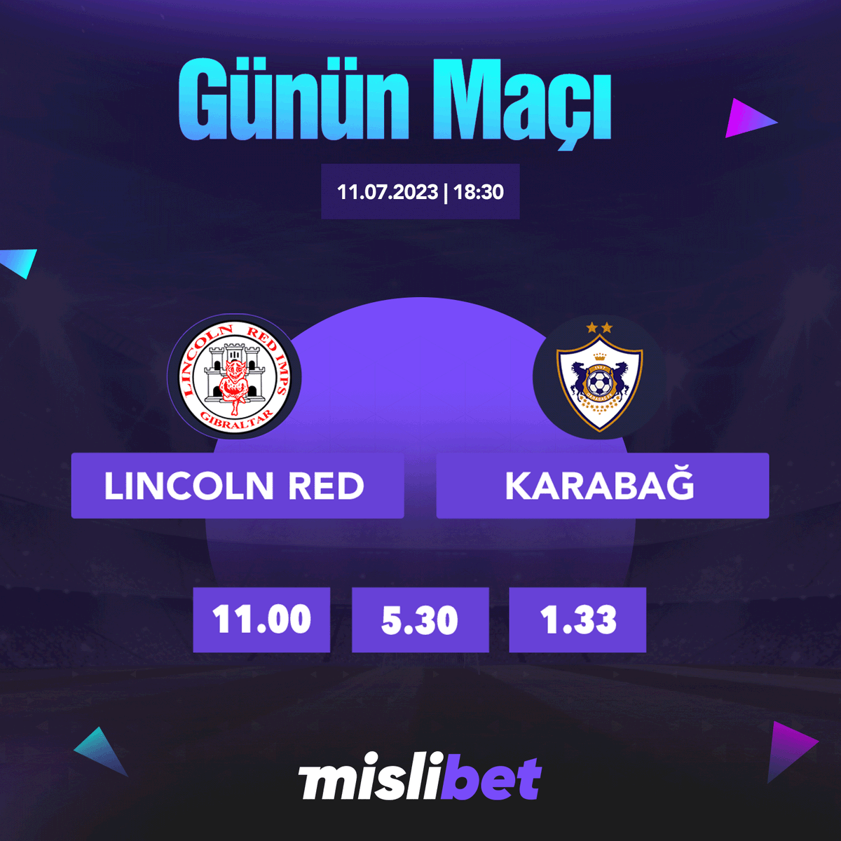 mislitr's tweet photo. 🌟 Günün Öne Çıkan Karşılaşması;
⏰ 18:30
🥅  #LincolnRed 🆚  #Karabağ

💰 En keyifli kazançlar #Mislibet'te başlar..! 
🎁 Haftanın her günü sizlere özel promosyonlar için doğru mekandasınız..!

🔗 Güncel Giriş:  https://t.co/sIxgVzShtU https://t.co/Vs1GMVuWHk