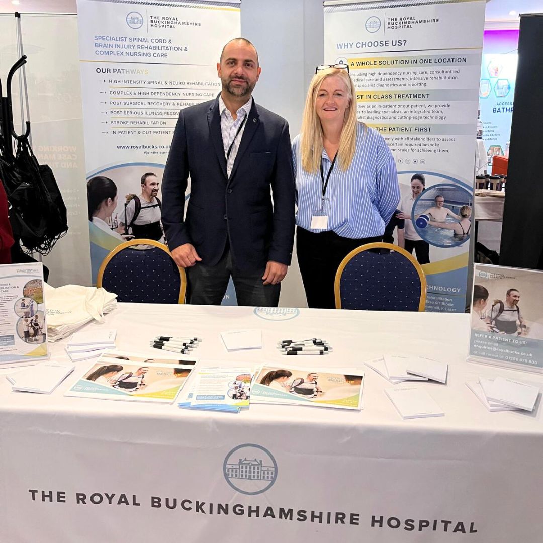 theroyalbucks's tweet photo. At the #HandledwithCare Bush & Co conference last week, our Senior Physiotherapist, Marcelo & Director of Nursing, Natalie had the opportunity to showcase the amazing work The Royal Bucks does & spread awareness of the services offered with leaders in the clinical & legal sectors https://t.co/hf5qjOI69W