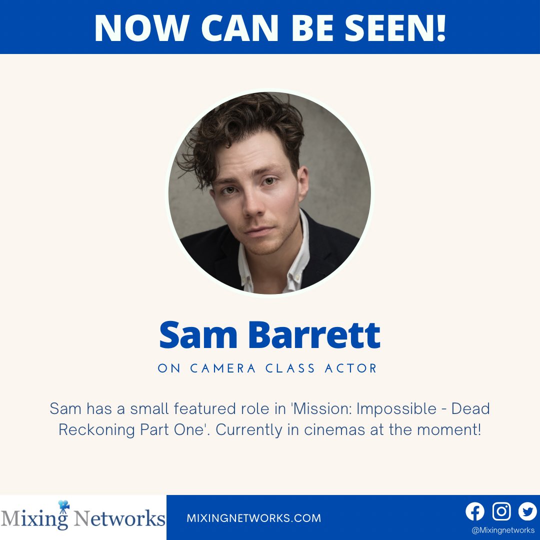 BOOK YOUR CINEMA TICKETS NOW! 🍿

<a href="/Sam_BarrettUK/">Sam Barrett</a> has a small featured role in 'Mission: Impossible - Dead Reckoning Part One'. Currently in cinemas at the moment!

Huge congratulations Sam! 💙