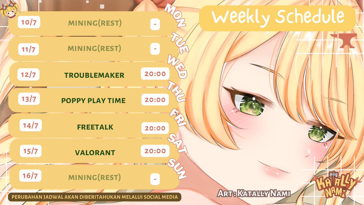 NamiVILITERA's tweet photo. YAHARO MINNA INI SCHEDULE UNTUK MINGGU INI YA!!
stream: #katalivenami
clip: #KataClip
fanname: #Allyance
art: #MewarNami
meme: #TawaNamin
NSFW: #Namimisan https://t.co/jl6NNWyiO1