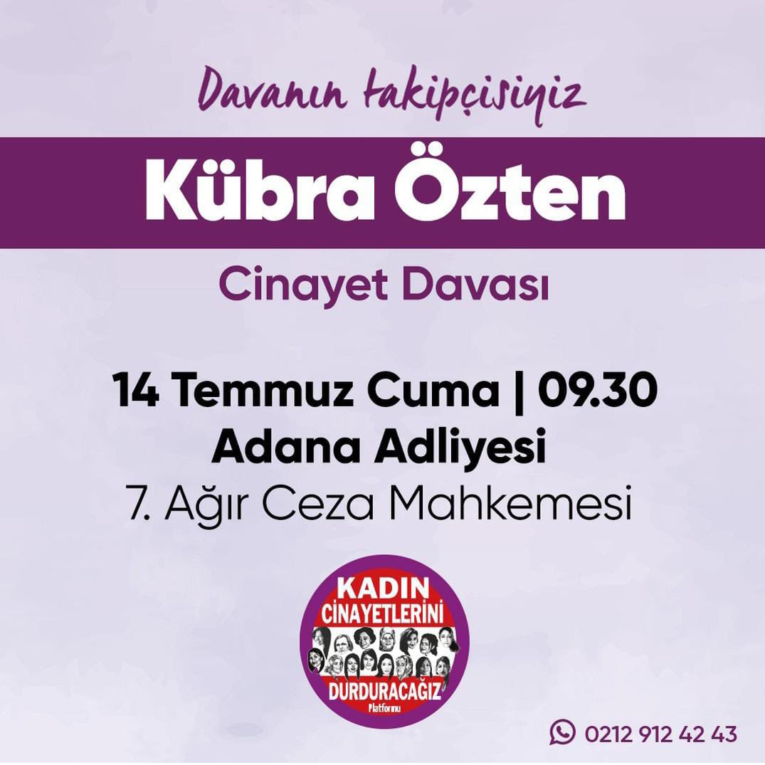 #KübraÖzten 2021 yılında öldürüldüğünde 32 yaşındaydı. 
Evli olduğu erkek denizaşırı gemilerde çalışıyordu.  Aldatıldığı iddiasıyla, tartışma çıkardı ve Kübra'yı başından vurarak öldürüp, arkadaşına kahve içmeye gitti. İhbarı da polise değil kendi annesine yaptı.