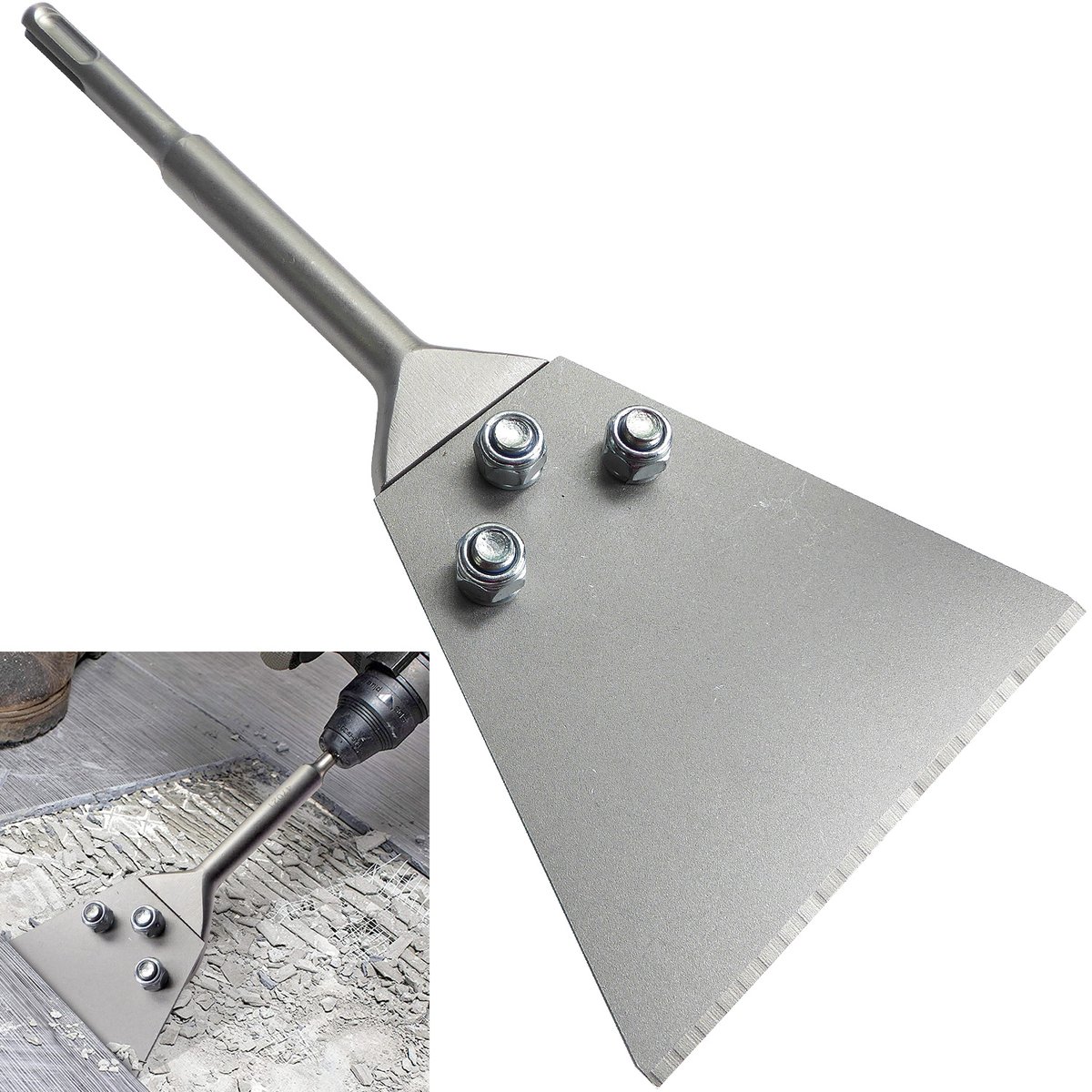 Toolpak's tweet image. NEW SDS plus floor scraper for removing tiles and adhesives. Durable, extra-sharp 125mm wide x 1.6mm thick steel blade. SDS Plus direct drive shank. Locking bolt-and-nut fasteners for secure blade attachment.
#sds #floortiles bit.ly/44WJMgb