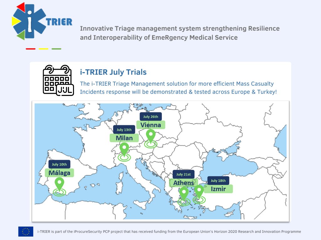 🚀 <a href="/iTRIER_EMS/">i-TRIER</a> consortium presented the v2 prototype of its #Triage Management system to the Spanish procurers of <a href="/procuresecurity/">iProcureSecurity</a> in #Malaga. Next stop 🗺️👉📍 #Milan!