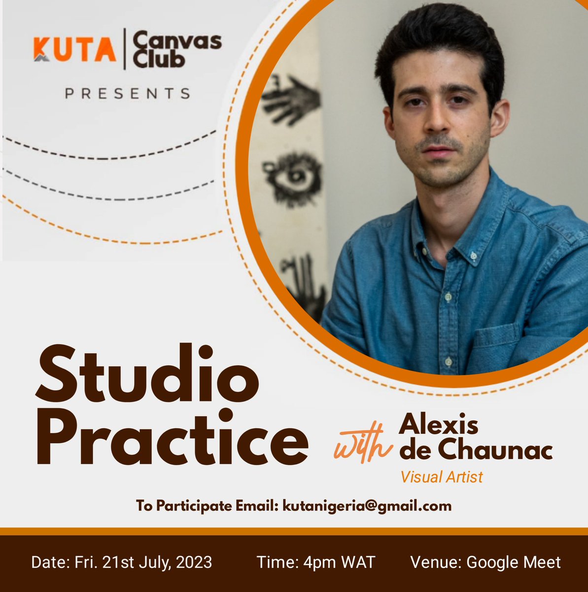 KutaNigeria's tweet photo. Developing a great studio practice is very important in harnessing your creativity. 
Join us on Canvas Club this July as visual artist Alexis de Chaunac will be teaching on “STUDIO PRACTICE“

Date: Fri. 21st July, 2023
Time: 4pm WAT

To participate email kutanigeria@gmail.com https://t.co/JgOStBWMS7