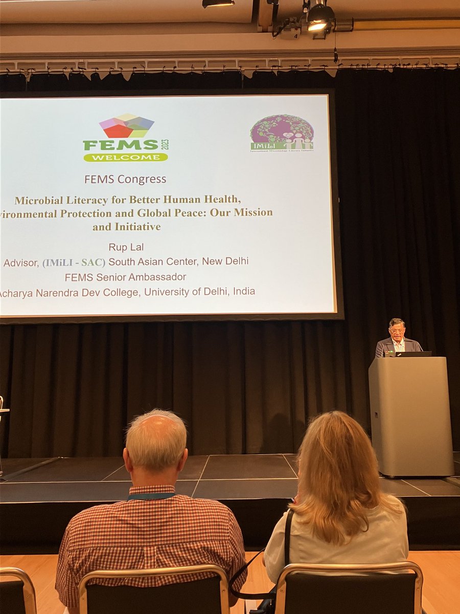 lappinscott's tweet photo. Prof Rup Lal, FEMS Ambassador for India, opens the Microbiology Education session ⁦@FEMSmicro⁩ #fems2023 https://t.co/dWJPFl9GqP