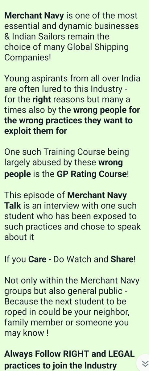 youtu.be/HBpV1JdZy-o
Merchant Navy Scams !
Hear from a student + let's help them 
@dgship_goi 
<a href="/shipmin_india/">Ministry of Ports, Shipping and Waterways</a>
