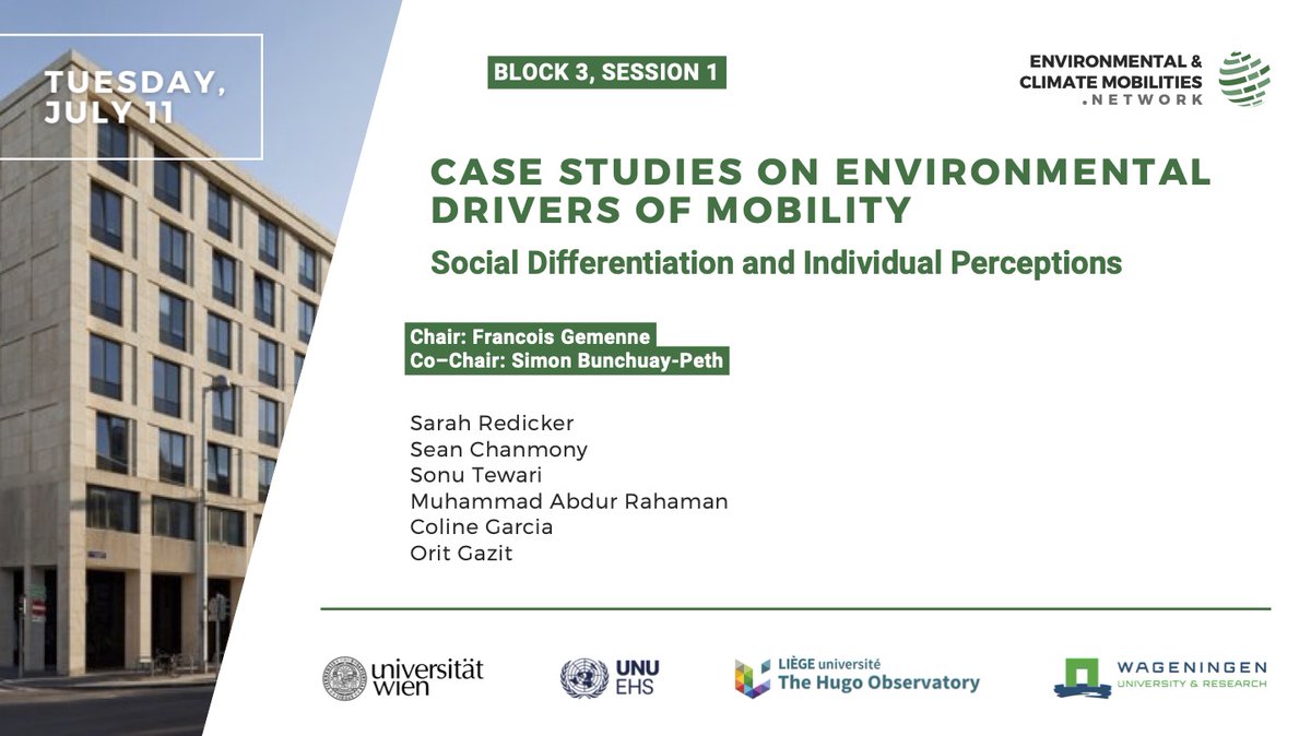 ecm_network's tweet photo. 📣Second day of #ECMN23, & we're starting Block 3 sessions in 30 minutes!
Learn about #ClimateMobilities in:
-Case Studies
-Datasets and Modeling
-Migration as Adaptation
-Destination Areas
🔗All Zoom links for online access found here: https://t.co/BrbSvIGofm https://t.co/ALYhLcfXoX