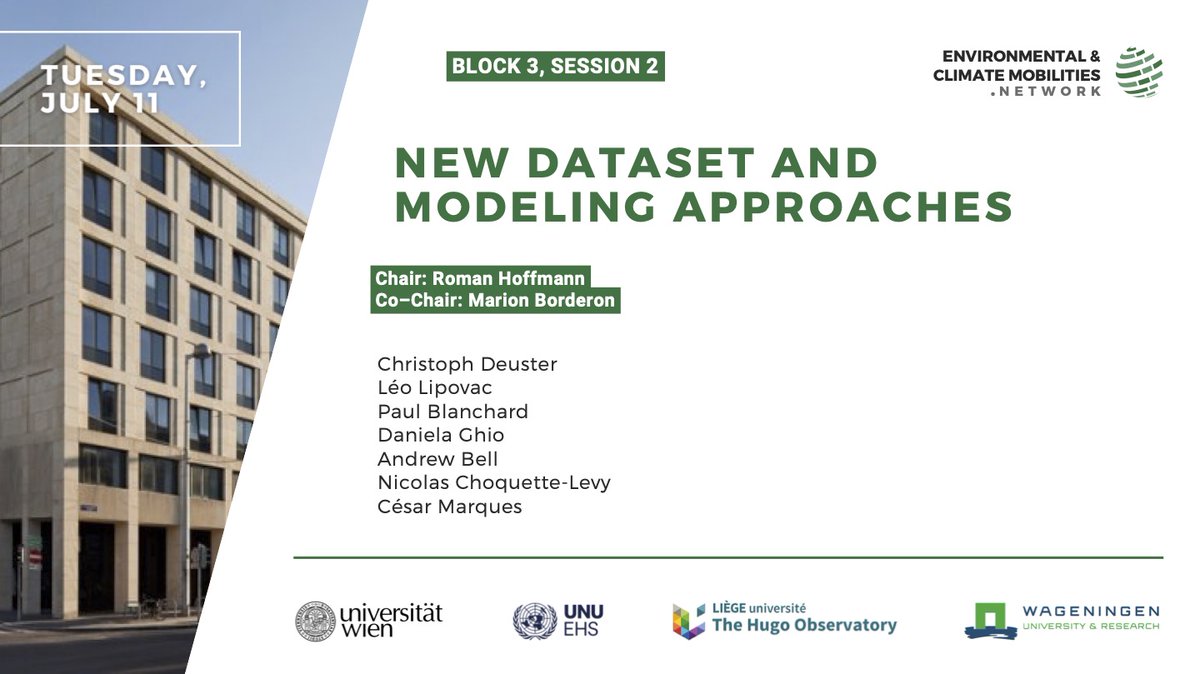 ecm_network's tweet photo. 📣Second day of #ECMN23, & we're starting Block 3 sessions in 30 minutes!
Learn about #ClimateMobilities in:
-Case Studies
-Datasets and Modeling
-Migration as Adaptation
-Destination Areas
🔗All Zoom links for online access found here: https://t.co/BrbSvIGofm https://t.co/ALYhLcfXoX