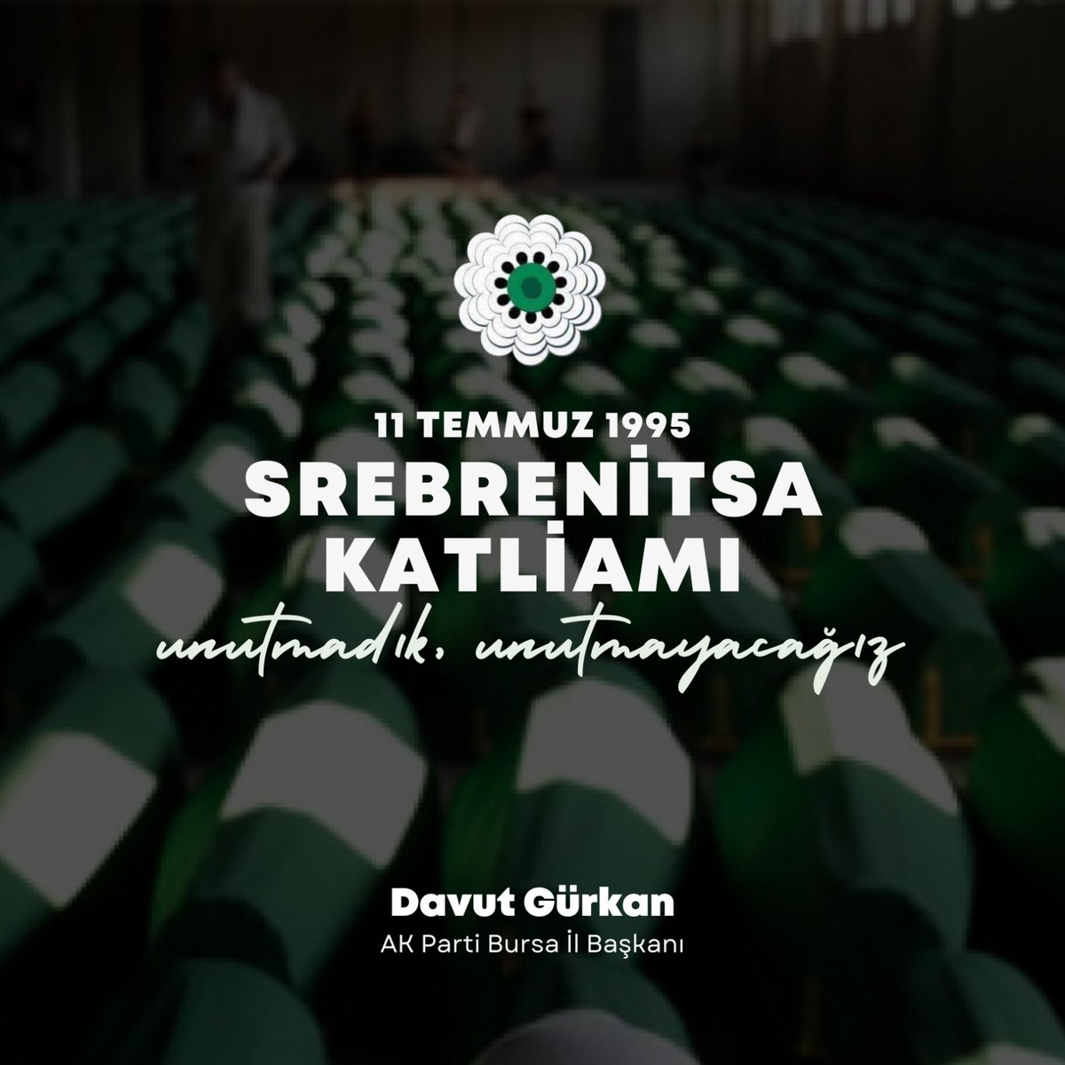 davutgurkan's tweet photo. 28 yıldır dinmeyen acı!

#Srebrenitsa'da yaşanan insanlık tarihinin en utanç verici ve acımasız katliamını unutmadık ve asla unutmayacağız. 

Soykırımın 28. yıl dönümünde şehit edilen kardeşlerimizi dua ve rahmetle yâd ediyorum. https://t.co/KQpRnMSmx5