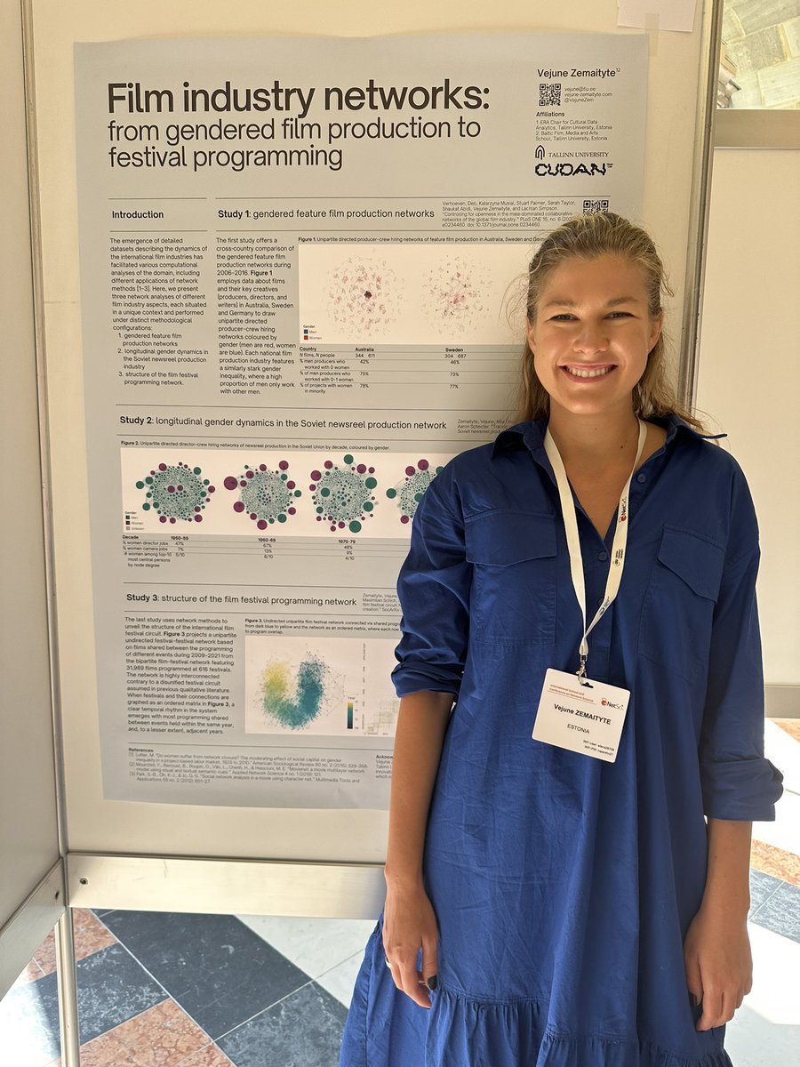 VejuneZem's tweet photo. The posters are up! Thanks to the @WiNS_Society for having us here at @netsci2023! Visit us to chat about different network approaches we used to better understand the dynamics of film industries! @CUDANLab @TallinnUni @MEDIT_BFM https://t.co/nVSJUBUmmC