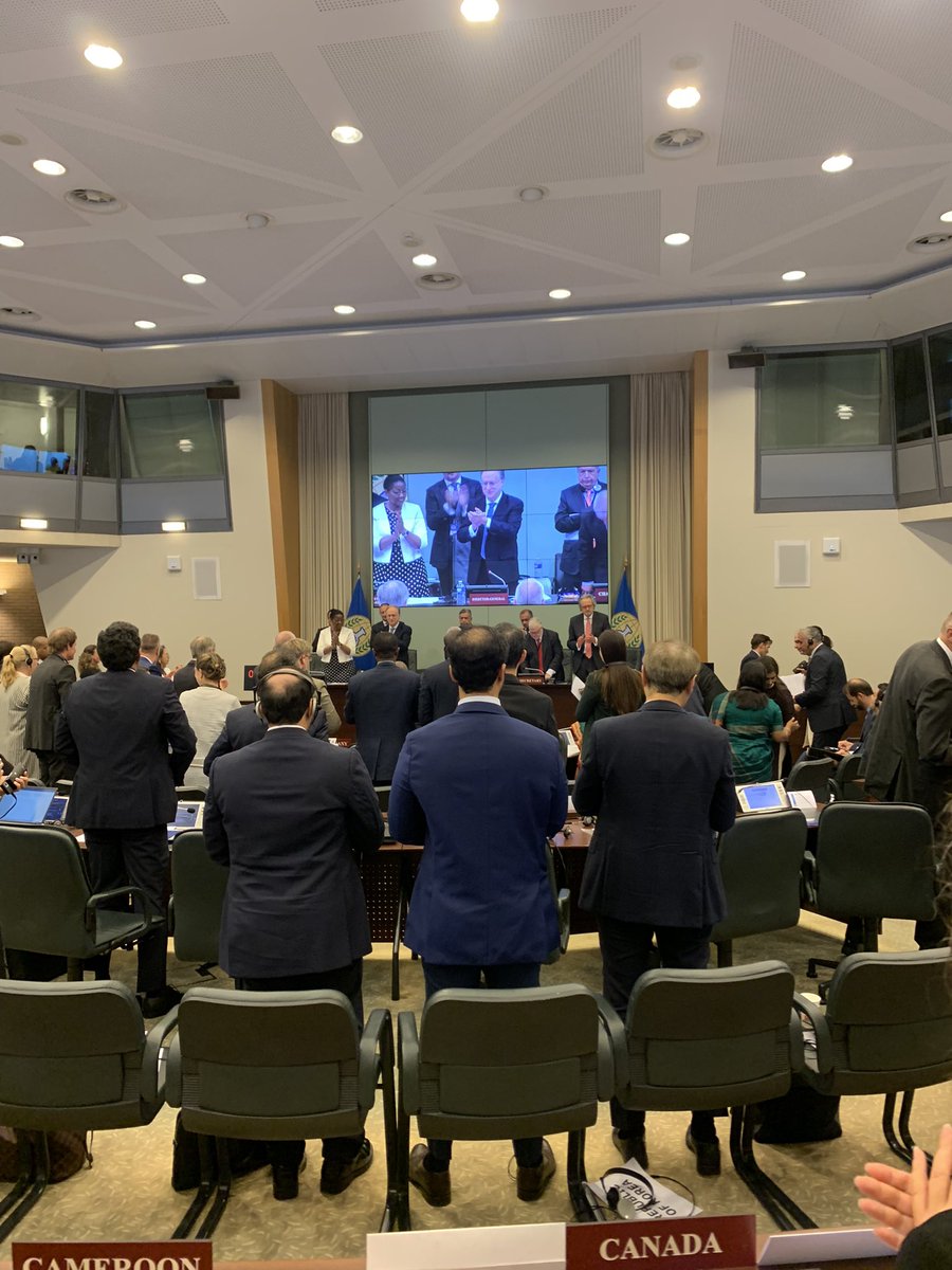 AnjaBeslic's tweet photo. #EC103 applauds the completion of the first pillar (destruction of State stockpiles) of the #ChemicalWeaponsConvention . The #OPCW DG said we must now focus on prevention and deterrence ✌️ 🌍 https://t.co/Ajr7ZhIeVj