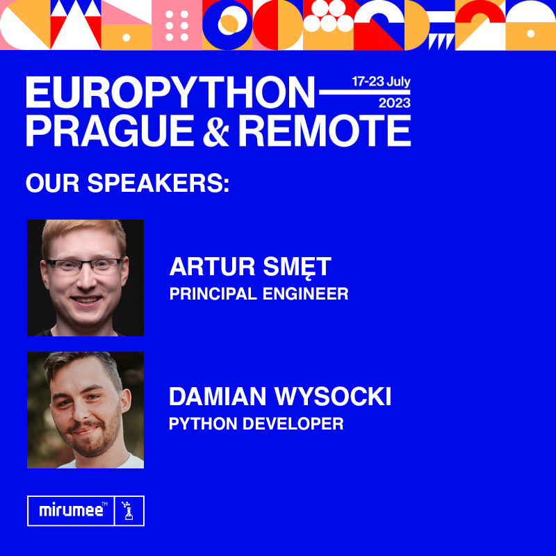 mirumeelabs's tweet image. One of the most important events in the #Python calendar starts next week in Prague. On July 21 you will be able to see two of our representatives on stage.
⭐Deep Dive into Asynchronous #SQLAlchemy
⭐#GraphQL as an umbrella for #microservices 

Who do we meet at the @europython?