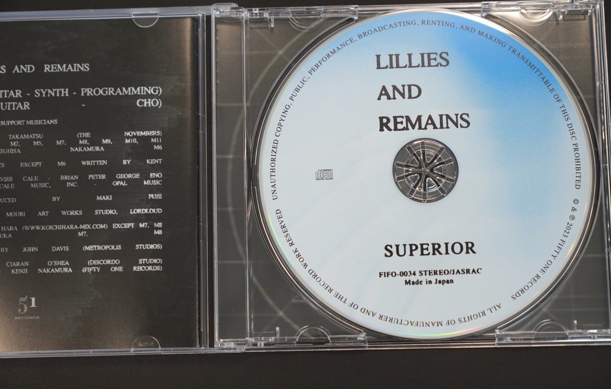 Kojima_Hideo's tweet photo. LILLIES AND REMAINS の9年ぶりのフルアルバム「SUPERIOR」のCD購入。 https://t.co/pjywnUOtlu