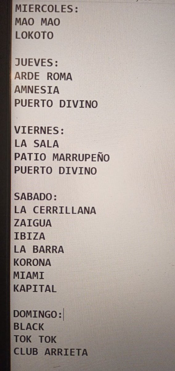 Más tarde les paso el
Completo . De estos me acuerdo en este momento !!