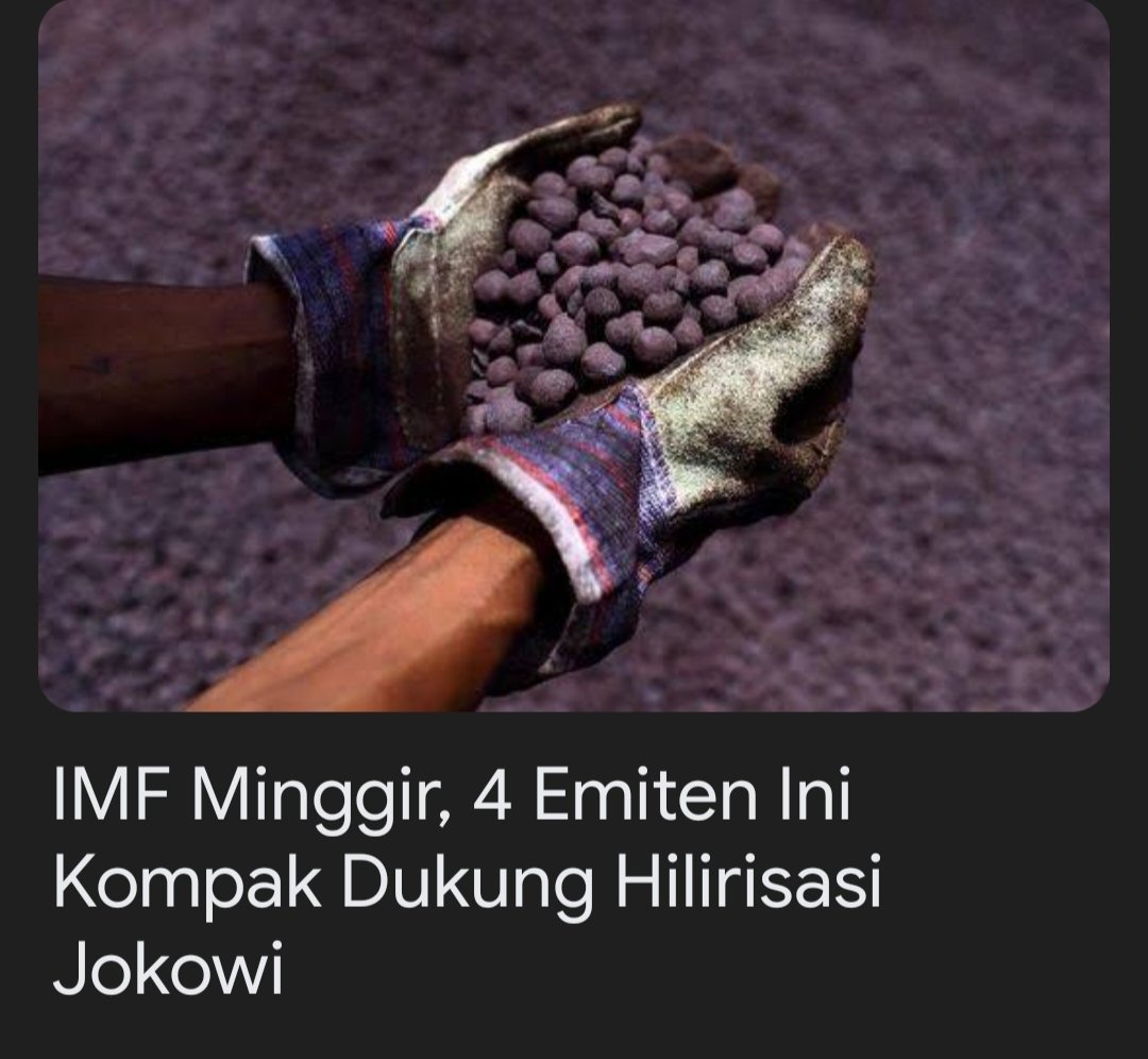 IMF Minggir, 4 Emiten Ini Kompak Dukung Hilirisasi Jokowi 

cnbc.id/NWVIpc