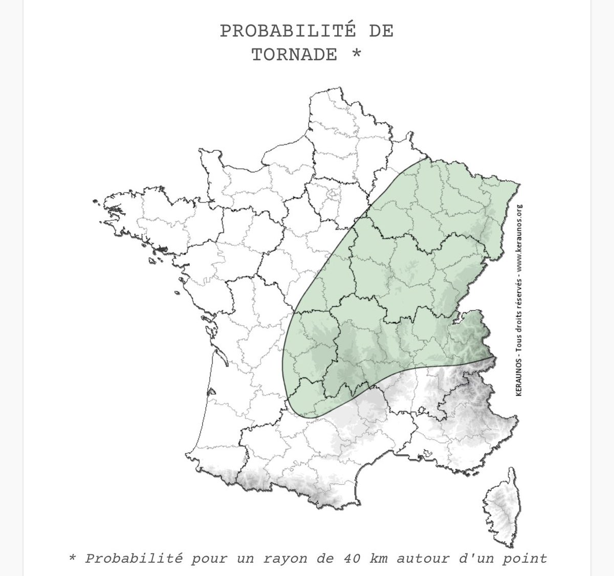 L_ThinkTank's tweet photo. ❗️[ 🇫🇷 FRANCE ]

🔸 Keraunos prévoit en fin de journée un risque important de phénomène orageux extrêmement violent dans la partie centre-est / nord-est de la France. https://t.co/f6eOuZrp0O