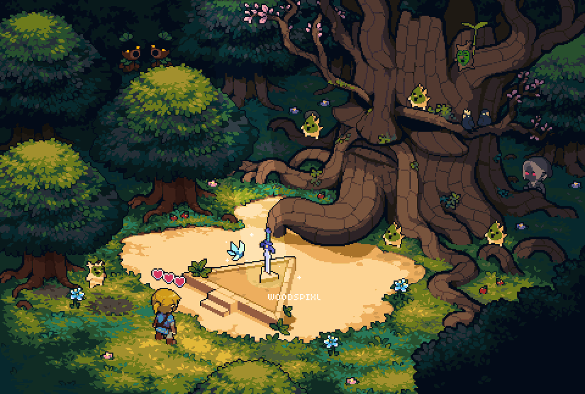 Woodspixl's tweet image. Hello #PortfolioDay 👋

I love creating #pixelart world's 🌿💚