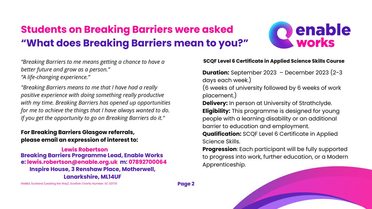 Lewis_ENABLE1's tweet photo. I am pleased to announce we are now recruiting for our 2023 Breaking Barriers – Science Faculty cohort. Information regarding the course is included below 👇. #Enable #BreakingBarriers #Education https://t.co/QQORoXpoMb