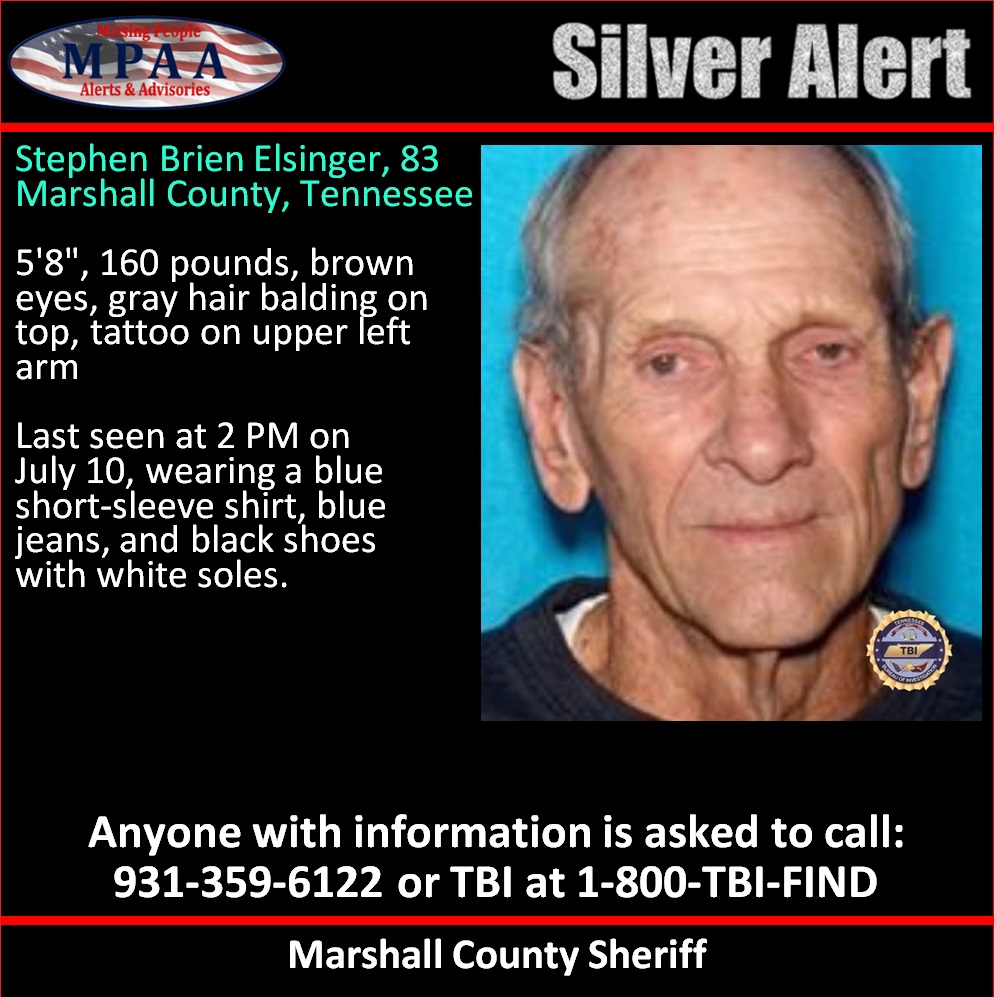 MissingPeopleAA's tweet photo. Stephen Brien Elsinger
Marshall County, TN
#Missing  #Tennessee  #SilverAlert

https://t.co/JvxtmVSdST
https://t.co/QkhRyipNmG https://t.co/5kOs3cWJ0J
