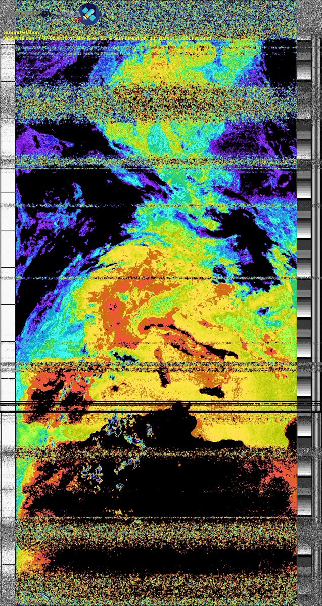 DELESTRENicola2's tweet photo. π«π· NOAA 19 11-07-2023 10:27 Max Elev: 56Β° E Sun Elevation: 43Β° Gain: 15 | Southbound
#NOAA #NOAA15 #NOAA18 #NOAA19 #MeteorM2 #weather #weathersats #APT #LRPT #wxtoimg #MeteorDemod #rtlsdr #gpredict #raspberrypi #france #ISS https://t.co/eTbiqVshHC