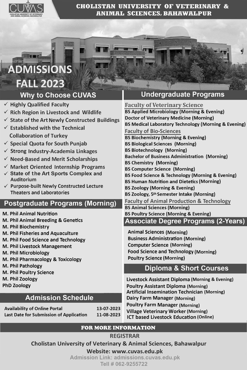 CUVAS_Official's tweet photo. Admissions Fall 2023
For more information: https://t.co/M5zOHx6W5B
#CUVAS https://t.co/C6k5jRfmS9
