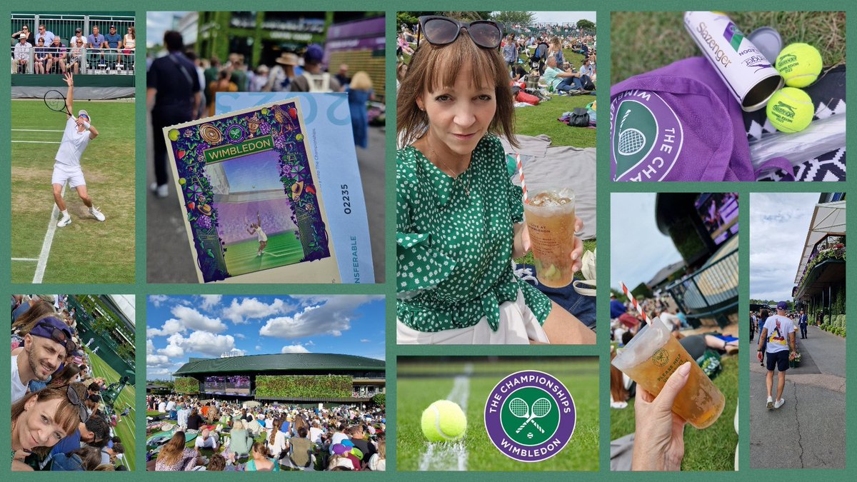 alispender's tweet photo. 💜💚 Wimbledon 2023 💚💜
🥎🎾🥎🎾🥎🎾🥎🎾🥎🎾🥎
#wimbledon #thechampionshipswimbledon #bucketlist #ourdayout #roadtrip #pimms #thehill #henmanhill 
@Wimbledon https://t.co/AG00eTvj7J