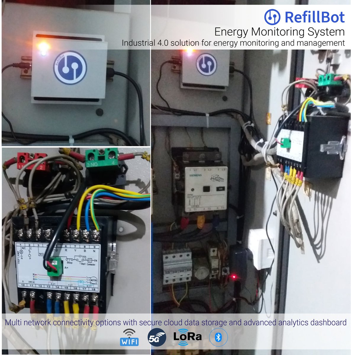 RefillBot's tweet photo. RefillBot #Industry40 solutions for energy monitoring deployed at biggest manufacturing unit in MIDC Mumbai.
- WiFi based
- Modbus connectivity 
- Compatible with energy meters and MPDs
- Secure cloud data storage
- Dashboard with advanced analytics and insights
#IoT  #IOTA https://t.co/9DFQFpI4jA