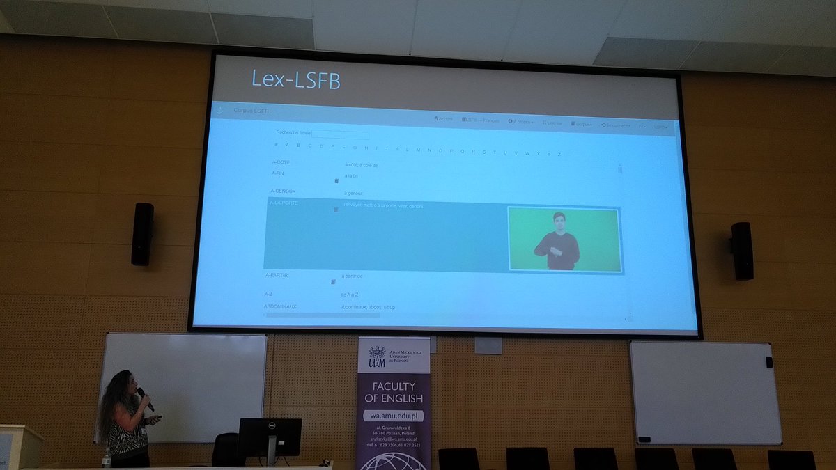 AHeylens's tweet photo. I'm so happy to see sign language corpora presented at #UCCTS2023 and particularly the work done at LSFB-Lab @UNamur https://t.co/CRvjjXwkWP