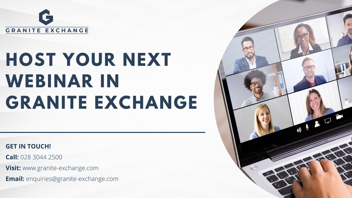 Our meeting rooms include:
✔️High speed WIFI
✔️Built in webcams
✔️Tea/coffee
✔️Still/sparkling water
✔️Gourmet biscuits

Arrange your meeting today!
📞028 3044 2500
📧 enquiries@granite-exchange.com