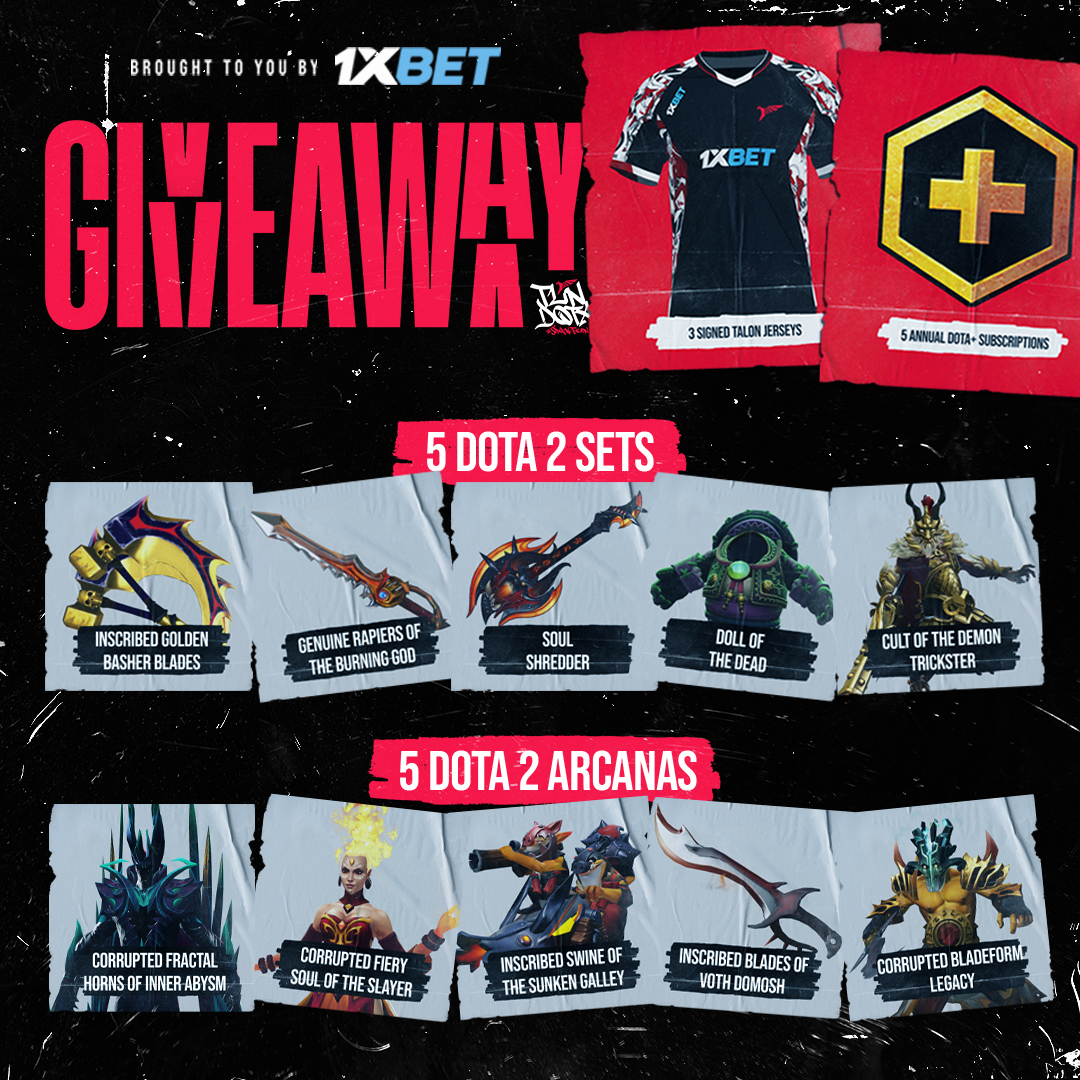 🚨 GIVEAWAY ALERT 🚨 Our partner @1xBet_Esports have prepared amazing prizes ahead of #RiyadhMasters! All you have to do is check out the link below, and follow the instructions to join! GLHF! 🎁: esports1x.com/1xtalongleam #SOARWITHTALON #Dota2 #GoodGameWellPaid