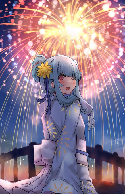 「blue hair night sky」 illustration images(Latest)｜5pages