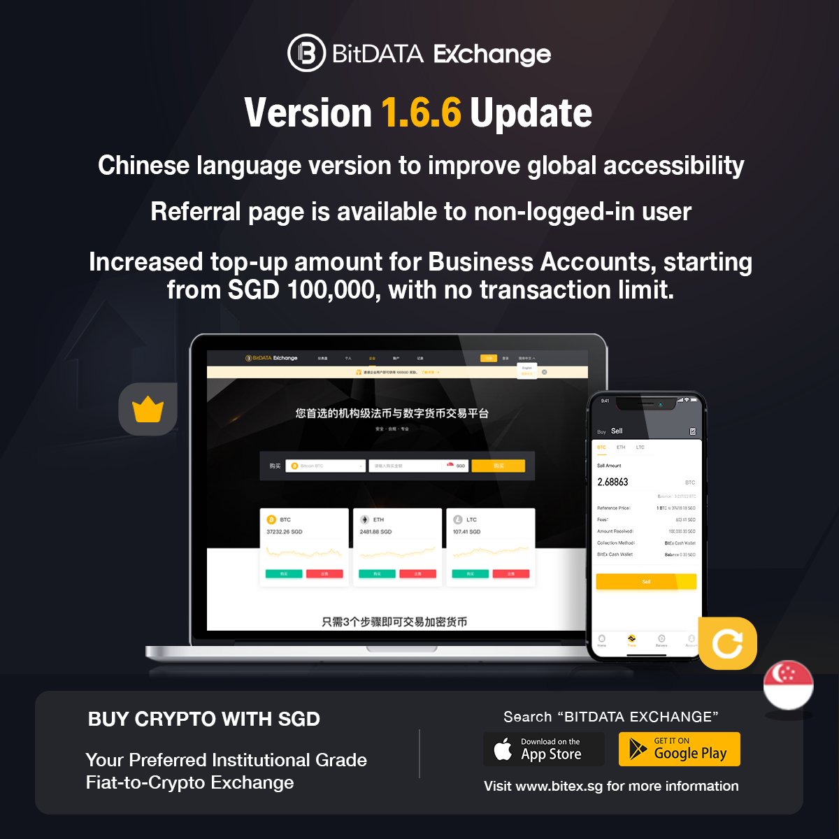 BitDATAExchange's tweet image. Version 1.6.6 Update

Visit bitex.sg / BitDATAExchange.sg

#BitDATAExchange #Crypto #UserExperience #Bitcoin #Ethereum #Litecoin #Stablecoin