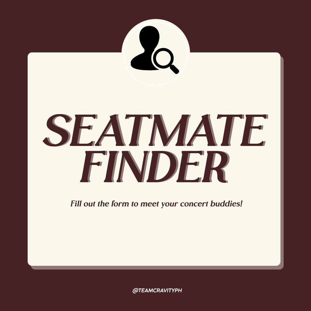 TeamCravityPH's tweet photo. [SEATMATE FINDER]

LUVITYs! Have you already secured your tickets? If so, Are you excited to meet your Co-LUVITY especially your Seatmate? 

Fill up this form, for Seatmate Finder: https://t.co/hCHoz4uMMv

Find your Seatmate here: https://t.co/wwOpnBwjgX https://t.co/v72fQi9yz4