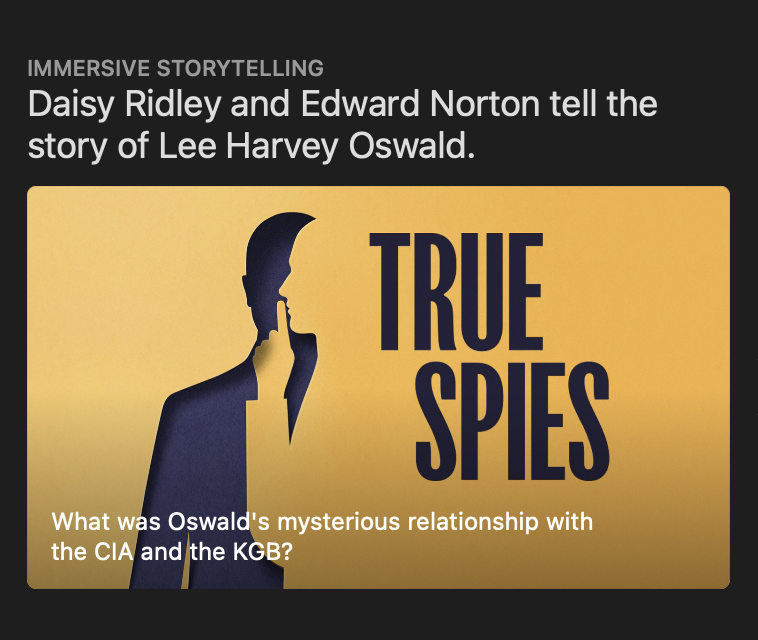 For the last few months I've been researching and producing a Podcast for @spyscape on Lee Harvey Oswald and the CIA. Today, Ep.1 goes live to subscribers and to everyone else on 18th. It's hosted/narrated by the amazing Daisy Ridley and LHO is voiced by Ed Norton.