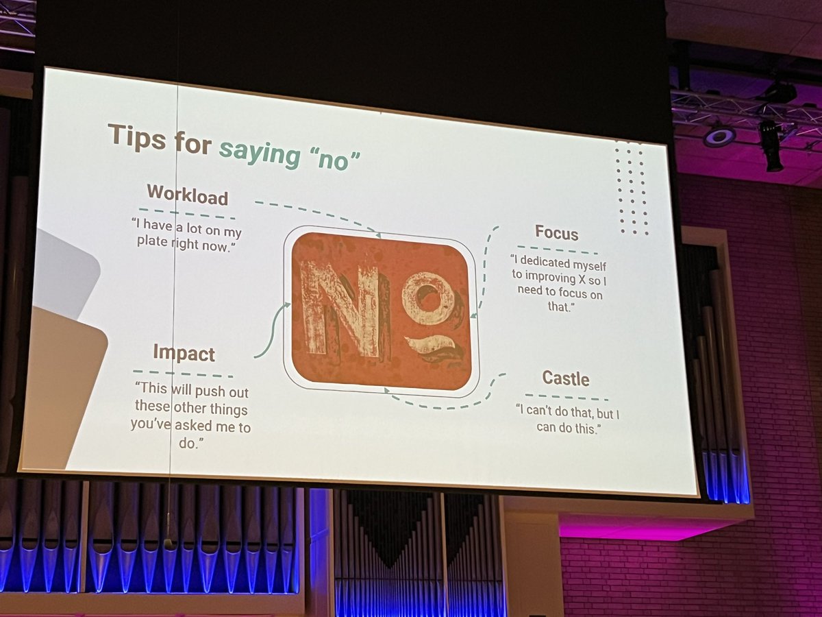 @anjuan shares tips for managing burnout at @mcrdevcon. My big takeaway is learn how to say no